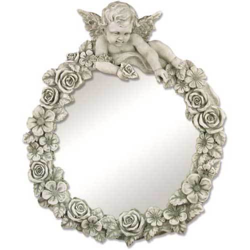 Round Cherub Mirror Frame 30 Statue