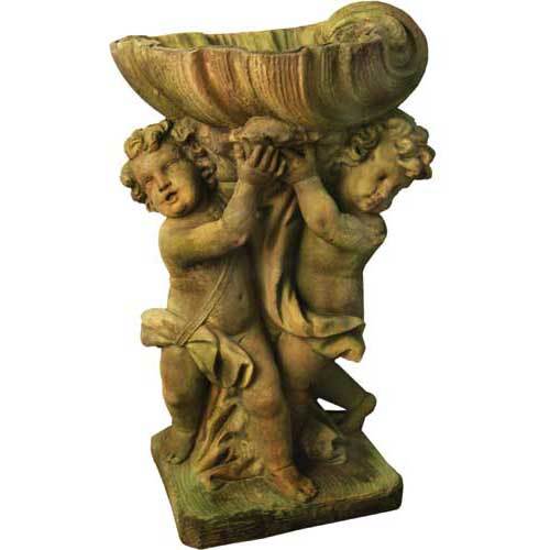 Twin Cherubs with Shell 36" Statue